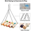 Other Bird Supplies Perches Pet Swing Cage Standing Hanging Parrot Toys Ladders Chewing 8pcs/set Accessories Hammock Climbing Wooden