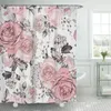 Shower Curtains Floral For Bathroom Flower Watercolor Plant Leaves Curtain Home Decor Washable Accessories Set