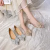 Casual Shoes SDWK Wedding Bridal Bridesmaid Crystal Bow Celebrity Square Heel Women High Heels