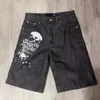 Pantaloncini y2k per uomini sciolti shorts jeans dritti casual hip hop punk shorts pantaloncini da donna estate per le donne nere 240319