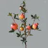 Decorative Flowers Artificial Pomegranate Branch With Leaf Fake Flower Red Plant For Indoor Table Pographic Home Decoration