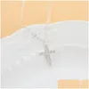 Pendant Necklaces Dainty Cross Necklace For Women 14K Gold Plated Cubic Zirconia Simple Cute Drop Delivery Otubv