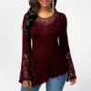 Plus Size donna sexy autunno inverno solido pullover Lg manica svasata T-shirt donna stampata tunica top camicette abbigliamento 2023 g5Om #