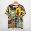 Vintage Mo T-shirts Tarot Art Collage T-shirt de base à manches courtes femme T-shirt rétro T-shirts graphiques d'été Plus la taille 5XL 6XL K28C #