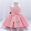 Stile für Frühlings- und Sommer Bogen ärmellose Tutu Kleid Girls Geburtstagsfeier Prinzessin Mesh Flauschige Kleidung 16y 240325