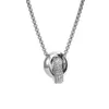 Collier double anneau en acier titane mode Tiktok hip-hop ins personnalité masculine à la mode pendentif en cristal longue chaîne de pull accessoires