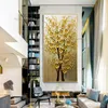 Boa sorte árvore feng shui pintura de flor Pintura de óleo Paisagem Flor Lucky Big Golden Golden Tree Parede pendurada Tela de pintura de fundo Plantas de pintura Decoração