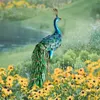 Trädgårdsdekorationer Chisheen Outdoor Solar Peacock Statue Decor Metal Yard Art For Lawn Backyard Party Wedding Decoration