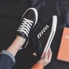 Chaussures décontractées pour hommes, simples, tout-assorties, Ulzzang, basses, plates, tendance, étudiantes, en cuir, toile