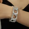 Персонализированные браслеты C-образной формы из титановой стали для женщин с геометрической инкрустацией из циркона, открывающийся браслет и творчество в стиле хип-хоп