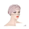 Шапка-бини/череп для женщин-мусульманок с шелковой тесьмой, предварительно завязанная кристаллическая тюрбанная шляпа, головной платок, шапка-бини от рака, химиотерапия, головной убор, повязка на голову Er Dhgarden Dhsgc
