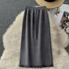 Röcke Hohe Taille Rock Elegante Taille Gestrickte Winter Mit Quaste Dekor Plissee Mantel Design Für Frauen Stilvolle Herbst