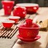 Чашки, блюдца, керамическая китайская чашка, чайник, чайные сервизы в стиле дракона/пиона, свадебный подарок для друзей