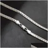 Chains 925 Sterling Sier Christmas Gifts European Style Mm Flat Chain Necklace Fashion For Man Women Jewelry Drop Delivery Otpcx