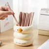 Storage Bottles 1pc Creative Stationary Cup Container Round Holder Sundries Organizer Box Pencil Case Cartoon Cute Home Decor