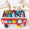 Jouets d'intelligence Babytoys Bebe Enfant en bas âge Enfants Jeu amusant en bois Activité Montessori pour enfants Éléphant battant Whackamole Marteau Pound Dhva1