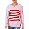 Women's Sweaters Women American Flag Sweater Vintage Print Long Sleeve Crewneck Knitted Jumper 90s Aesthetic Knit Pullover Streetwear