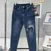 Designer Nanyou Hoge kwaliteit geborduurde letter elastische dames denim broek voor afslanken en veelzijdige nieuwe stijl UUUA