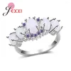 Cluster Rings Trendy 925 Sterling Silver Statement Ring Purple Cubic Zircon Opal Stone Women Finger Accessories Jewelry Top Quality