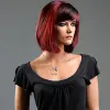 Wigs HAIRJOY Synthetic Hair Black Red Mixed Short Straight Bob Wig for Women