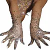 luxurious Stretch Rhinestes Gloves Women Sparkly Crystal Mesh Lg Gloves Dancer Singer Nightclub Dance Stage Show Accories V0mb#