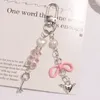 Keychains Heart Lock Bear Bead Charm Pendant Chain Phone Straps Pocket Keychain Strap