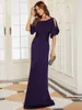 Robe de soirée élégante Lg A-ligne O-cou à manches courtes Robe de longueur au sol 2024 Ever Pretty de Purple Mermaid Prom Femmes Dr j3am #