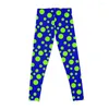 Pantaloni attivi Neon Green Polka _ Blue Bkgd Leggings Sport Donna Palestra Legging femminile Abbigliamento sportivo da palestra Tennis per donna