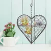 Dekorativa blommor Hjärtform Iron Wire Wreath Metal Frame Succulent Pot Hanging Basket Inomhus Växtkrukor för växter