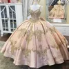 Luxe Rose Gold Quinceanera Jurken 2024 Kant Geappliceerd Kant Kristal Baljurk Vestidos 15 De Quinceanera 16 Zoete