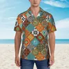 Men's Casual Shirts Abstract Mandala Print Vacation Shirt Mexican Style Hawaii Men Vintage Blouses Short Sleeve Harajuku Design Tops