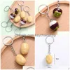 Keychains & Lanyards 2Pcs Cute Mini Food Keychain Potato Mangosteen Model Key Backpack Pendant For Friends Gifts R231005 Drop Deliver Dhqag