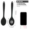 Chopsticks 4 Pcs Silicone Nonstick Mixing And Slotted Spoons Large Serving Spoon Heat Resistant