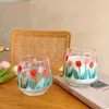 Wijnglazen Ins Koreaanse Glazen Beker Girly Hart Tulp Koffie Melk Sap Thee Kopjes Transparante Bier Tumbler Eenvoudige Desktop Decor Mok