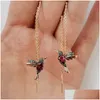 Dangle & Chandelier Cute Bird Long Tassel Earrings Crystal Pendant Small Gift Jewelry For Women Earring Drop Delivery Dhndz