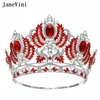 Fermagli per capelli JaneVini Gioielli da sposa in cristallo di lusso Corone e diademi Argento barocco da donna Copricapo da sposa con grande corona per spettacolo di bellezza