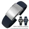 Bracelet de montre en caoutchouc de Silicone tressé, 22mm 24mm, adapté à Breitling Avenger Superocean Heritage, noir et bleu, bracelet de montre to275D