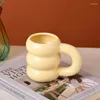 Tazas Tazas de café de cerámica de burbujas lindas Corea Kawaii Círculo de diseño para el desayuno Jugo de leche Taza con mango de té