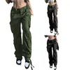 Pantalon Femme Femmes Casual Cargo Adultes Lâche Couleur Solide Pantalon à glissière avec poches Kaki Noir Vert Gris