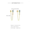 Boucles d'oreilles ROXI 925 STERLING SLIGN SQUARD BLUE ZIRCONS 5,5 cm Chaîne de ligne de rebut