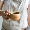 Tasses 1pc Finlande Kuksa Tasse à café portable Poignée en bois de caoutchouc Deux trous Cowe Corde Crochet Jus Lait Drop Livraison Maison Jardin Cuisine, Di Dhlkj