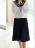 Japońskie JK mundure studenckie studenci plisowana spódnica Koreańska marynarz mundur mundurem munduru wysokiej talii dla dziewcząt f1la#