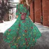 Casual Dresses Cocktail Party Dress Floral Vintage Print A-line Maxi With French Style Three Quarter Sleeves Women's High