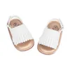 Sandaler sommar nya baby sandaler baby flicka skor lägenheter pu guld anti-halk gummisula tassel nyfödd första vandrare barnflicka sandaler 240329