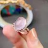 Klusterringar 585 Purple Gold Natural Pink Round Chalcedony Transparent för kvinnor Lätt lyxig sötpläterad 14k rossmycken