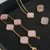 Cleef moda marka kwiatowa złota koniczyka bransoletki zestaw biżuterii Zestawy biżuterii