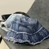 Large bord chapeaux seau unisexe gland lavé denim seau chapeau vintage coton pliant Panama Bob Gorros plage en plein air pêche soleil H240330