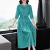 Partykleider Damen Leinen Langes Kleid Elegant Orientalischer Stil Chinesischer Sommer Rock mit einstellbarer Größe