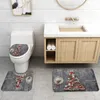 Douchegordijnen Mooie Kerstboom Print Gordijn Set Met Antislip Toiletmat Tapijt Tapijt Badproducten Badkamer Thuis Vakantie Decor