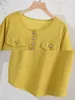 Ny 2022 Ladies Summer Plus Size Tops för kvinnor stor storlek Kort ärm Loose Cott Butt Yellow White T-shirt 3xl 4xl 5xl 6xl R4RG#